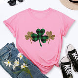 Saint Patrick's Day Clothing Clover Printed round Neck Short Sleeve T-shirt