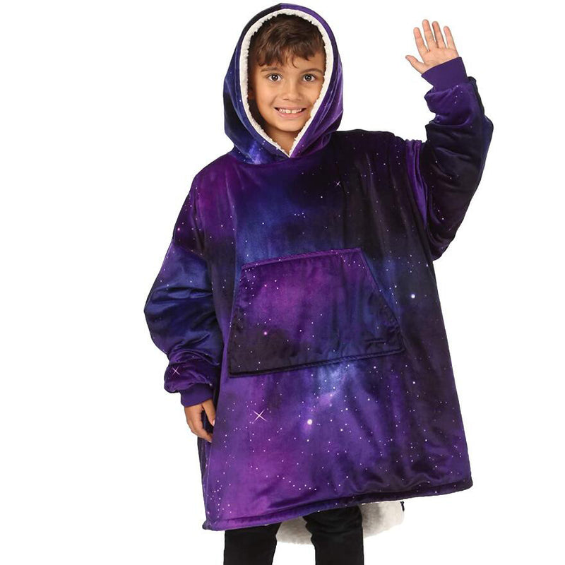 Children Oodie Doublesided Cotton Velvet Soft and Comfortable Home Lazy Sweater Blanket Coat Hooded Casual Sweatshirt Fall/Winter  Hoodie Fleece