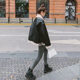 Cute Leather Jacket Women's Winter Leather Coat Fleece-Lined Thickened Motorcycle Clothing