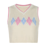 Preppy Aesthetic Sweater Autumn Women Clothing Plaid Vest for Women