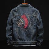 Men Denim Jacket Spring and Autumn Embroidered Denim Jacket Men's Retro Casual Jacket