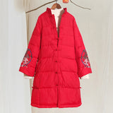 Women Winter Coats Puffer Jacket Down Coat White Duck Down Jacket Embroidered Mid-Length White Duck Down Hooded Jacket