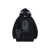 Shark Print Hoodie Reflective Sweater Teen Hooded Coat
