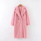 90S Outfits Autumn and Winter Loose Thickened Long Section Large Lapel Lambswool Coat Coat