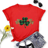 Saint Patrick's Day Clothing Clover Printed round Neck Short Sleeve T-shirt