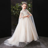 Princess Charlotte Flower Girl Dress Princess Champagne Performance Trailing Host Evening Dress