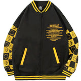 Yellow Varsity Jacket Autumn and Winter Men's Baseball Uniform Panda Embroidery Bronzing plus Velvet Long Sleeve Jacket Hoodie Coat