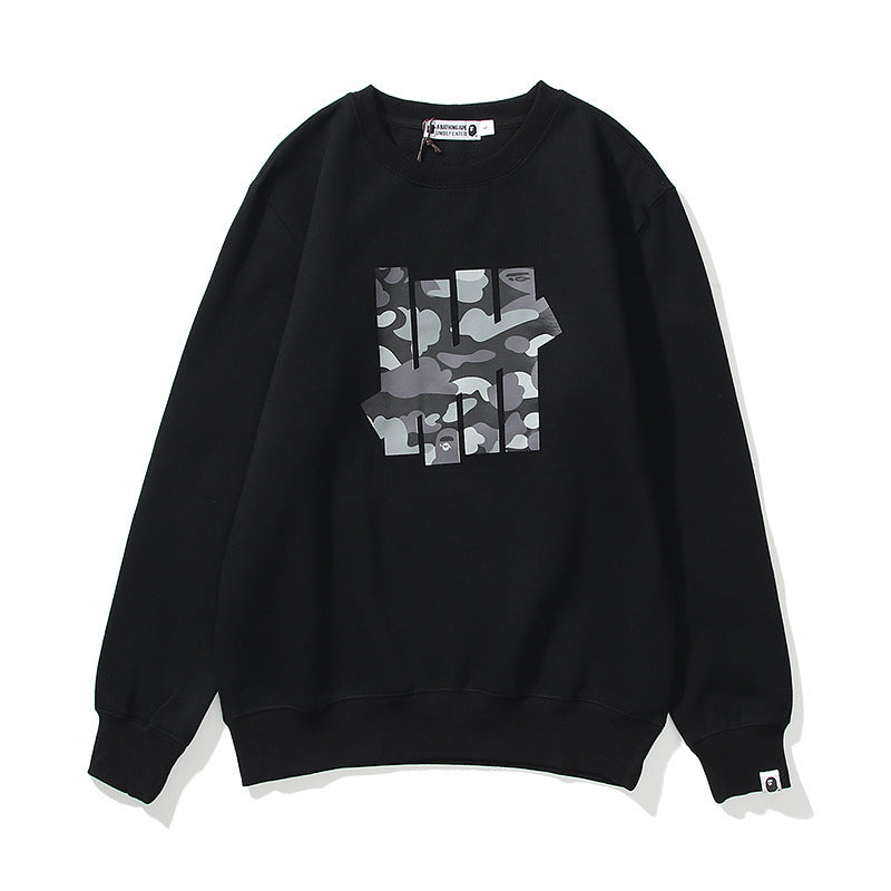 Shark Print Sweatshirts Printed Men's and Women's Casual Fleece-Lined Crew Neck Sweater