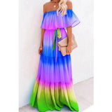 Lady Gaga Dress Wrapped Chest Gradient Color Large Swing Dress Dress