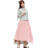 Chinese Traditional Dress Adult Summer Daily Waist Cross-Collar Ruqun Cheongsam for Women