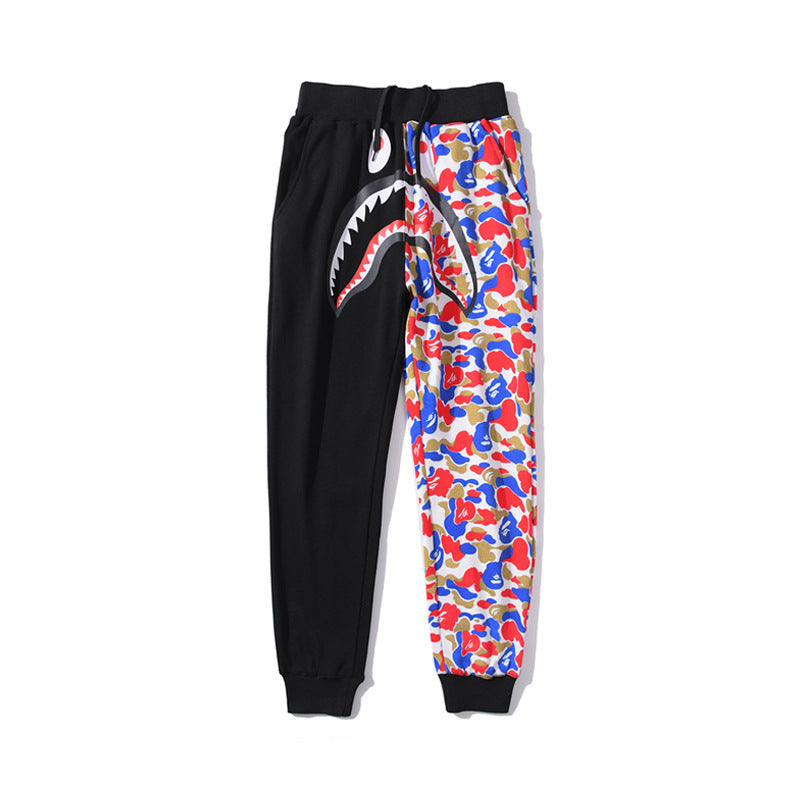 Shark Print Pant Shark Head Two Colors Camouflage Casual Trousers Men And Women Couple Print Sweatpants