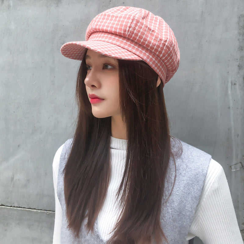 Check Beret Hat Vintage Spring Leisure Hat