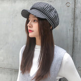 Check Beret Hat Vintage Spring Leisure Hat