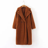 90S Outfits Autumn and Winter Loose Thickened Long Section Large Lapel Lambswool Coat Coat