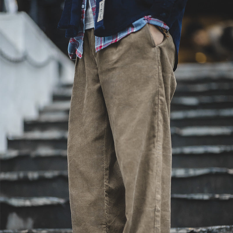 Mens Corduroy Pants Marden Tooling Vintage Corduroy Trousers Amekaji Oversize Autumn Leisure Straight-Leg Pants
