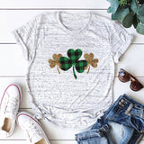 Saint Patrick's Day Clothing Clover Printed round Neck Short Sleeve T-shirt