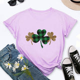 Saint Patrick's Day Clothing Clover Printed round Neck Short Sleeve T-shirt