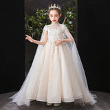 Princess Charlotte Flower Girl Dress Princess Champagne Performance Trailing Host Evening Dress