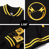 Yellow Varsity Jacket Autumn and Winter Men's Baseball Uniform Panda Embroidery Bronzing plus Velvet Long Sleeve Jacket Hoodie Coat