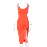 Burnt Orange Dress Autumn and Winter Women's Sling Backless Slit Dress