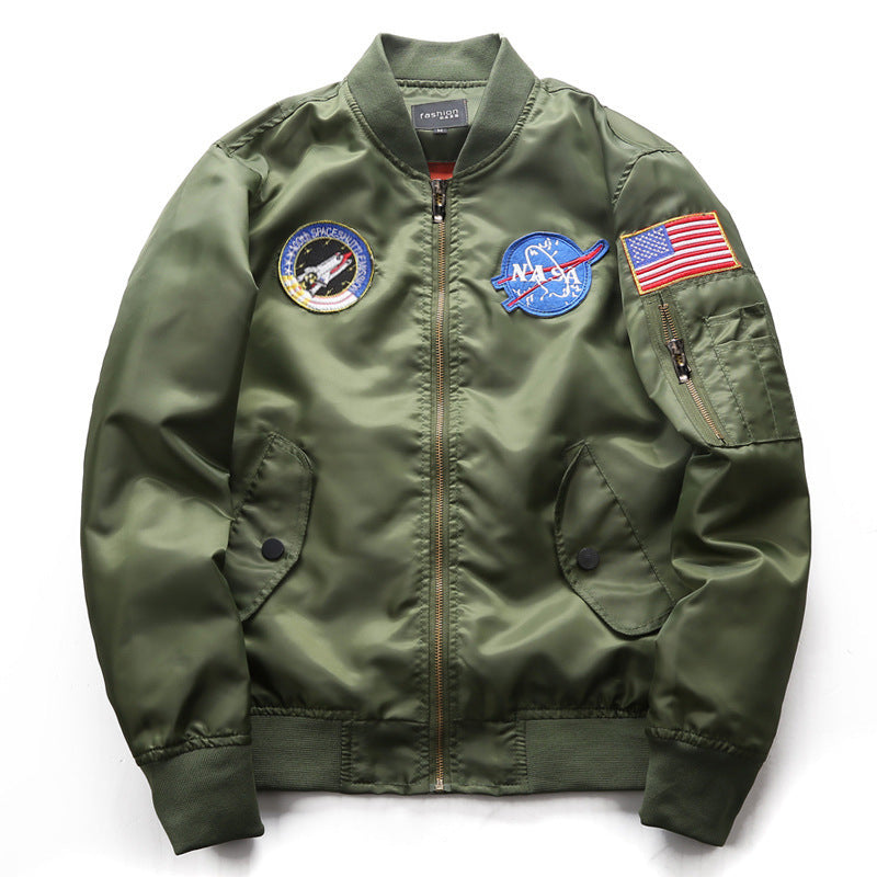 Varsity Bomber Jacket Autumn and Winter Men's Sports Stand Collar Jacket Air Force No. 1 Ma01 Pilot Baseball Uniform