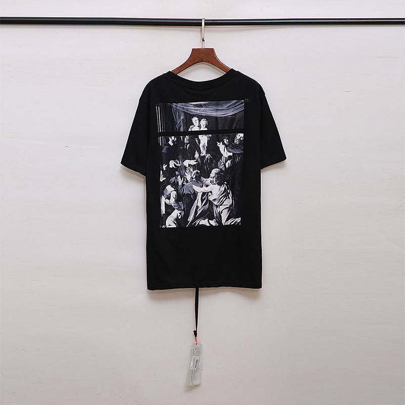 Caravaggio T Shirt Collar Short Sleeve Men and Women Couple T-shirt