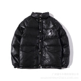 Shark Print Coat Leather Cotton-Padded Coat For Boys And Girls Winter
