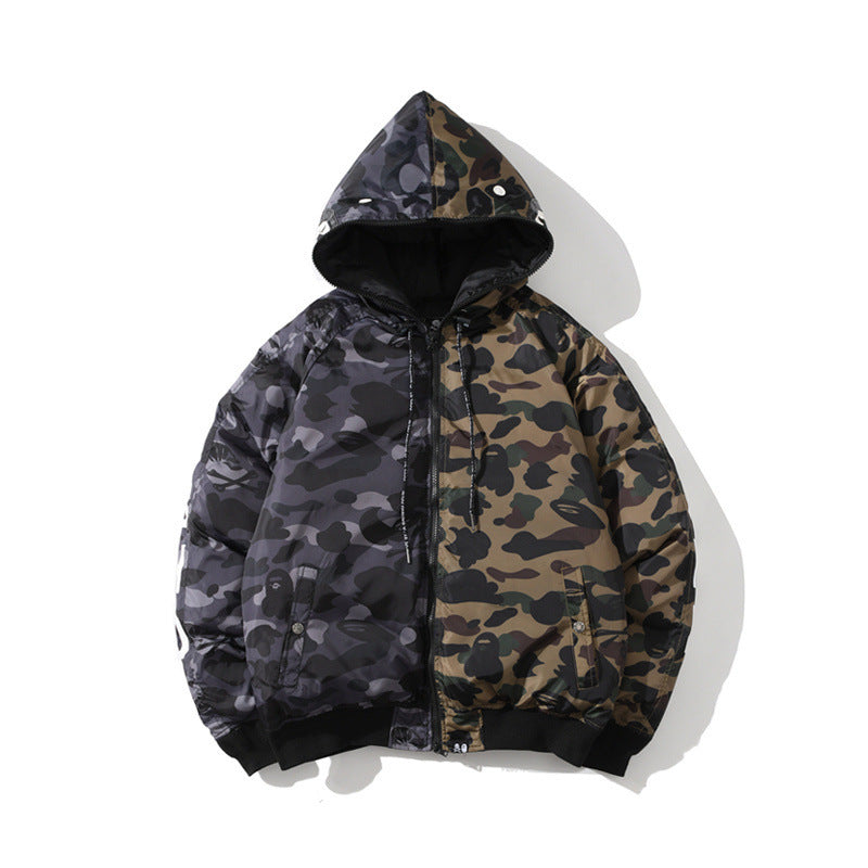 WGM Dressing Skull Camouflage Zipper Hooded Men's Cotton-Padded Coat