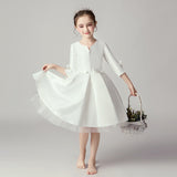 Princess Charlotte Flower Girl Dress Host Costume for Piano Performance White Princess Dress