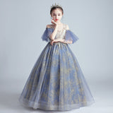 Princess Charlotte Flower Girl Dress Model Catwalk Host Costume for Piano Performance Wedding Children Princess Dress
