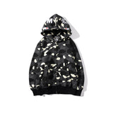 Shark Print Hoodie Men'S And Women'S Luminous Spot Camouflage Sweater