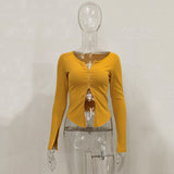 Maddy Euphoria Outfits Long Sleeve Threaded Zipper T-shirt Women's