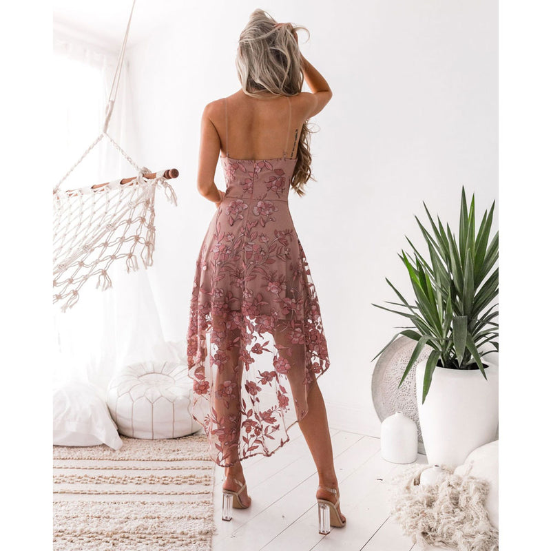 Bohemian Coachella Outfits Sexy V-neck Brace Sleeveless Slim Dress