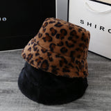 Leopard Fur Hat Autumn and Winter Fisherman Hat