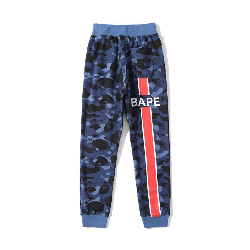 Shark Print Pant Personality Fashion Street Trendy Men'S Clothing Cotton Leisure Tappered Trousers Sweatpants