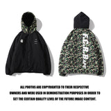 Shark Print Coat Fall Winter Men Camouflage Coat Cotton Coat Teenagers Winter Hooded Jacket