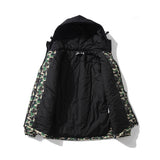 Shark Print Coat Fall Winter Men Camouflage Coat Cotton Coat Teenagers Winter Hooded Jacket