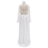 Women Lace Wedding Dress Sexy Lace Long Sleeve Dress Evening Dress