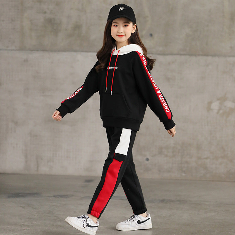 Sweater Girls' Sports Suit Children's Winter Children's Girl's Winter Clothes 2 Piece Set