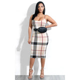 Plaid Sexy Tight Bodycon Dress
