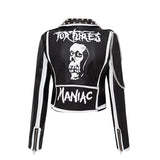 Punk Rock Jacket Autumn and Winter Chains Coat Printed Rivet Top