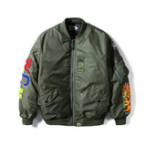 Shark Print Coat Winter Thickened Youth Casual Black Stand-Up Collar Zipper Loose Double-Sided Cotton-Padded Jacket