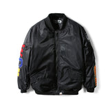 Shark Print Coat Winter Thickened Youth Casual Black Stand-Up Collar Zipper Loose Double-Sided Cotton-Padded Jacket