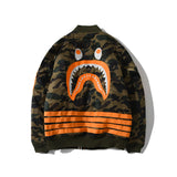 Shark Print Coat Autumn And Winter Thickened Cotton Coat Jacket Youth Camouflage Personality Baseball Uniform Cotton Clothes