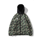 Shark Print Coat Fall Winter Men Camouflage Coat Cotton Coat Teenagers Winter Hooded Jacket