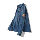 Shark Print Jacket Men And Women Casual Plus Size Coat High Quality Denim Shirt