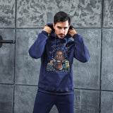 Men Graphic Hoodie Fashion Casual Men Velvet Padded Hooded Sweatshirt