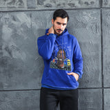 Men Graphic Hoodie Fashion Casual Men Velvet Padded Hooded Sweatshirt