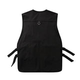 Men Sweater Vest Mechanical Style Multi-Pocket Workwear Vest Men's Ribbon Vest Boyfriend Harajuku Style Sleeveless Jacket
