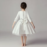 Princess Charlotte Flower Girl Dress Host Costume for Piano Performance White Princess Dress